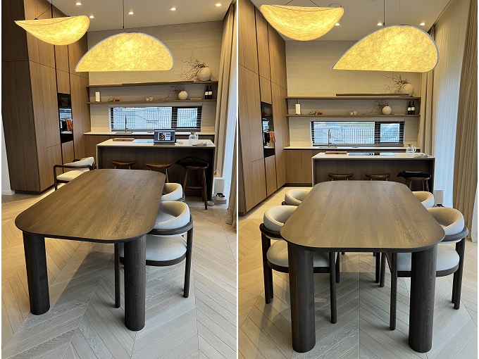 ĄŽUOLO MASYVO OVALUS VALGOMOJO STALAS - MASA, ĄŽUOLINĖS KOJOS