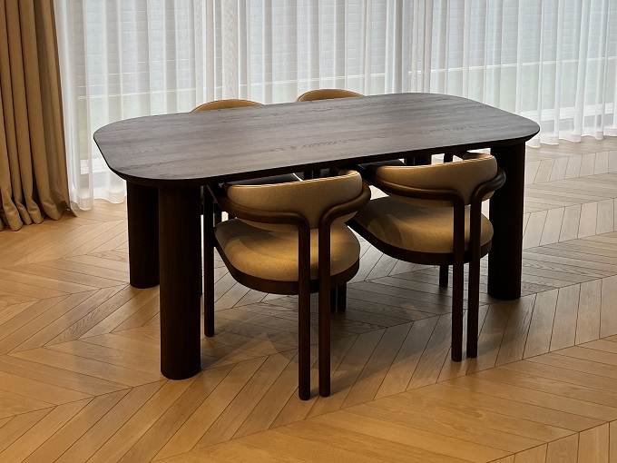 ĄŽUOLO MASYVO OVALUS VALGOMOJO STALAS - MASA, ĄŽUOLINĖS KOJOS